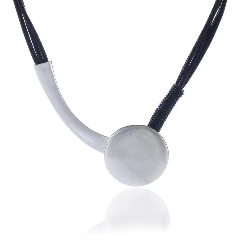 Big Round Metal Pendant Necklace Women Jewelry