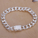 High-end S925 Sterling Silver Bracelet Jewelry Gift Men's 10MM Square Gem
