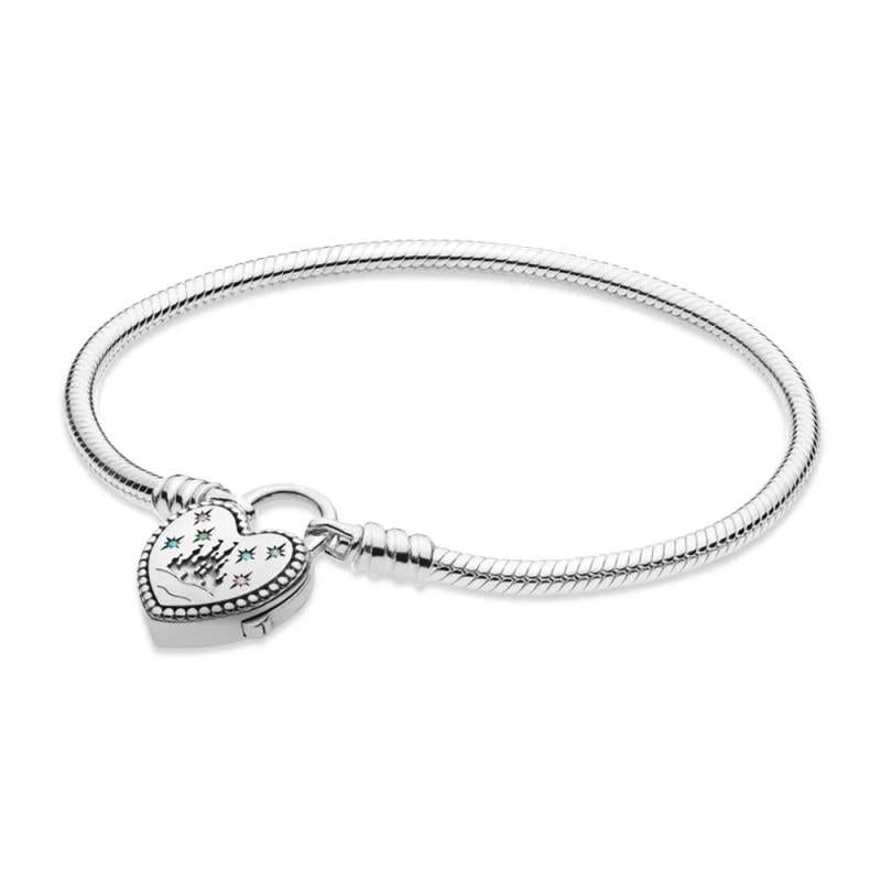 925 Silver Snake Bracelet Lockpad Castle Charm DIY Charm Bracelet