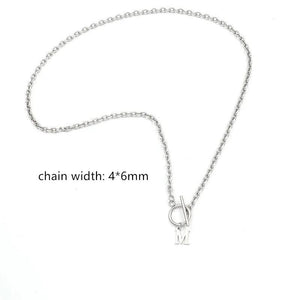 Men's Stainless Steel Initial Letter Necklace Toggle Clasps Chain