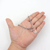Men's Stainless Steel Initial Letter Necklace Toggle Clasps Chain