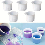 5Pcs 50ml Silicone Measuring Cup Set DIY Resin Epoxy Split Cup Clear Graduated