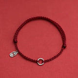 925 Silver Circle Safety Red Thread Bracelet Women