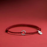 925 Silver Circle Safety Red Thread Bracelet Women