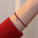 925 Silver Circle Safety Red Thread Bracelet Women