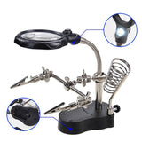 Adjustable Magnifying Glass LED Light Clip Magnifier Soldering Stand