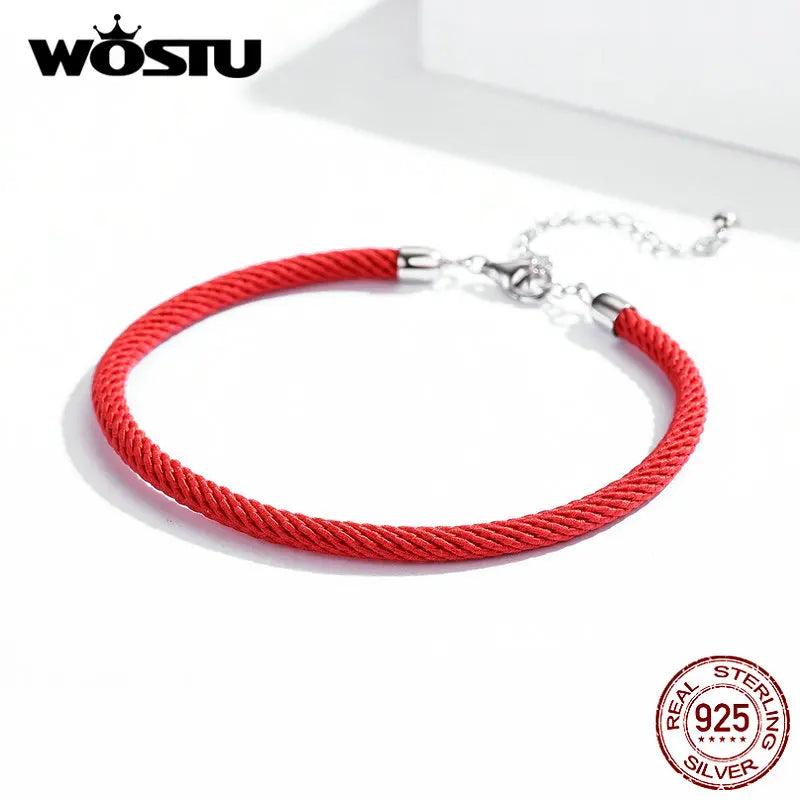 925 Silver Red Rope Bracelet Lucky Bangle DIY Jewelry