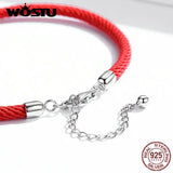 925 Silver Red Rope Bracelet Lucky Bangle DIY Jewelry