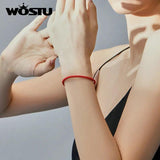 925 Silver Red Rope Bracelet Lucky Bangle DIY Jewelry