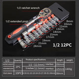 Socket Wrench Set Extension Rod Ratchet Spanner Car Motorcycle Repair Tool