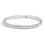 Pure Silver Tennis Bracelet with Jet Zircon Pave 3mm Round Stones