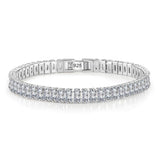Pure Silver Tennis Bracelet with Jet Zircon Pave 3mm Round Stones