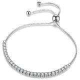 Pure Silver Tennis Bracelet with Jet Zircon Pave 3mm Round Stones