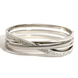 CZ Rhinestone Stainless Steel Bangles Silver Bracelet Women Jewelry