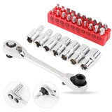 Mini 1/4 inch Double Ended Quick Socket Ratchet Wrench Rod Screwdriver Bit Tool