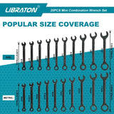 10/20PC Midget Wrench Set Metric & SAE, Mini Combo Wrench Set, Small Size