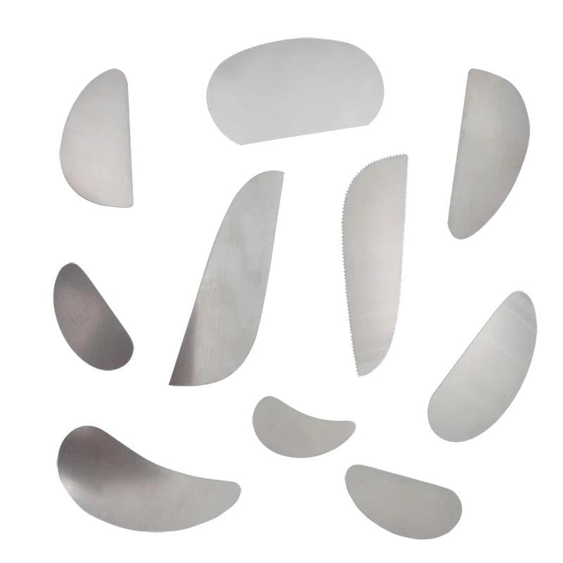 10PCS Pottery Clay Steel Serrated Scraper Polymer Cutter Tools