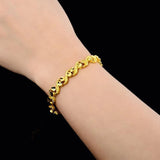 24K Real Gold Plated Car Flower Bracelet Wedding Jewelry Gift