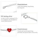 925 Silver Red Heart Chain Bracelet Lovely Links Birthday Jewelry