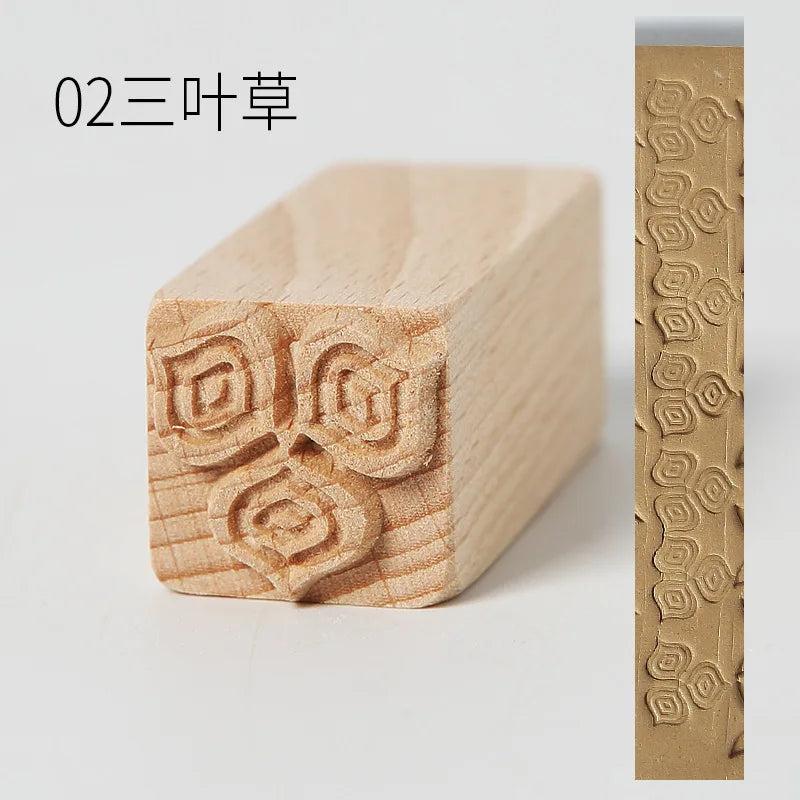 Wooden Clay Pottery Stamps Pattern Stamp Clay Rolling Pin Textured Hand Roller