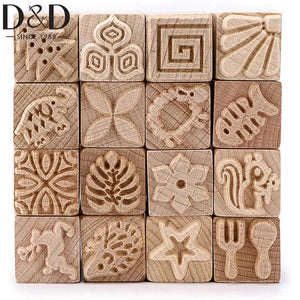 Wooden Clay Pottery Stamps Pattern Stamp Clay Rolling Pin Textured Hand Roller