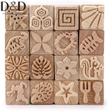 Wooden Clay Pottery Stamps Pattern Stamp Clay Rolling Pin Textured Hand Roller