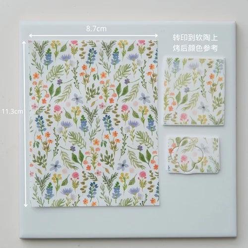 Watercolor Flower Figure Pottery Clay Transfer Paper DIY Earrings