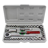 40Pc Car Vehicle Toolbox Socket Wrench Set Combination Repair Kit
