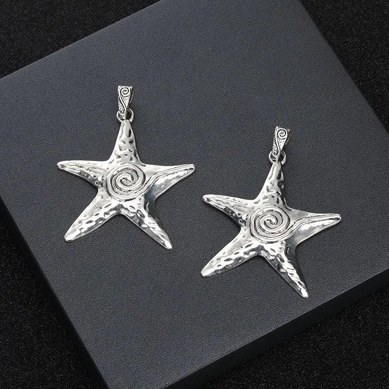 3Pcs Swirl Starfish Stars Tibetan Silver Pendant for DIY Jewelry Making