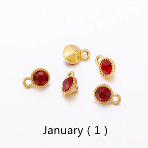 5pc Stainless Steel 12 Birthstone Charms Pendants DIY Jewelry Making