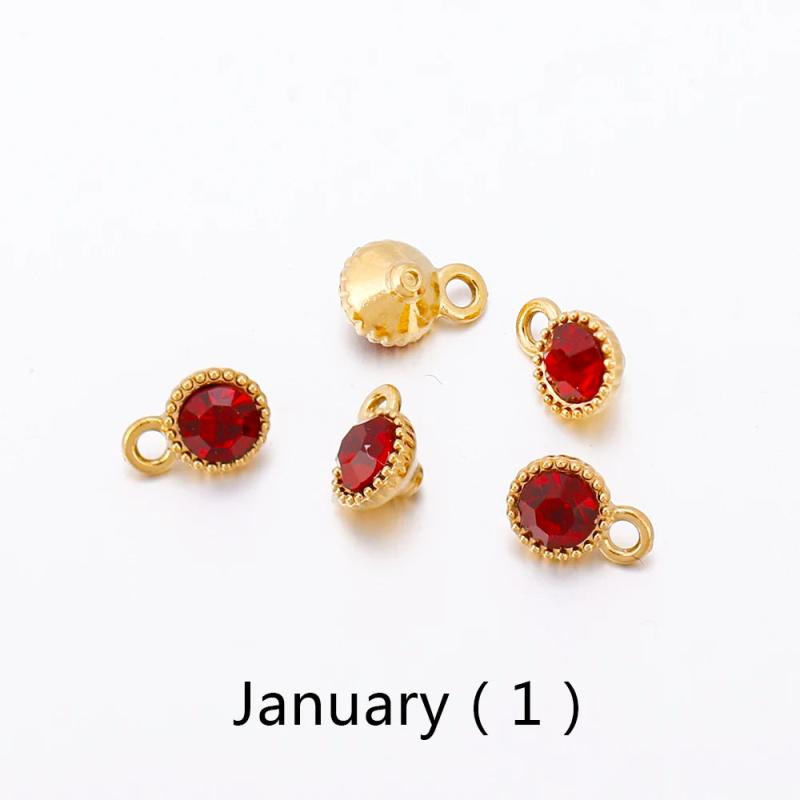 5pc Stainless Steel 12 Birthstone Charms Pendants DIY Jewelry Making
