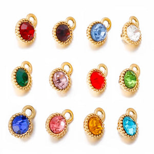 5pc Stainless Steel 12 Birthstone Charms Pendants DIY Jewelry Making