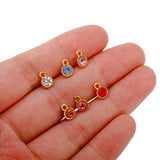5pc Stainless Steel 12 Birthstone Charms Pendants DIY Jewelry Making