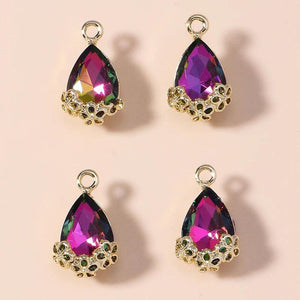 10pcs Big Zircon Water Drop Charms Vintage Crystal Pendants