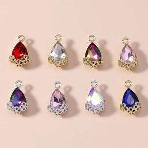 10pcs Big Zircon Water Drop Charms Vintage Crystal Pendants