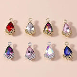 10pcs Big Zircon Water Drop Charms Vintage Crystal Pendants