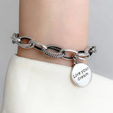 Foxanry Silver Chain Charm Bracelet English Letter Tag Thai Silver