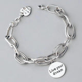 Foxanry Silver Chain Charm Bracelet English Letter Tag Thai Silver