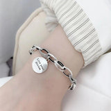 Foxanry Silver Chain Charm Bracelet English Letter Tag Thai Silver