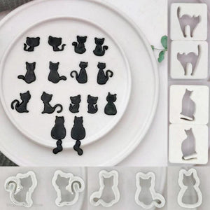 Cat Soft Pottery Polymer Clay Mold Set DIY Earrings J