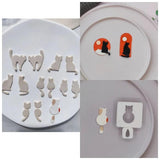 Cat Soft Pottery Polymer Clay Mold Set DIY Earrings J