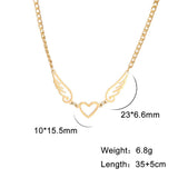 Heart Angel Wings Choker Necklace Stainless Steel For Women