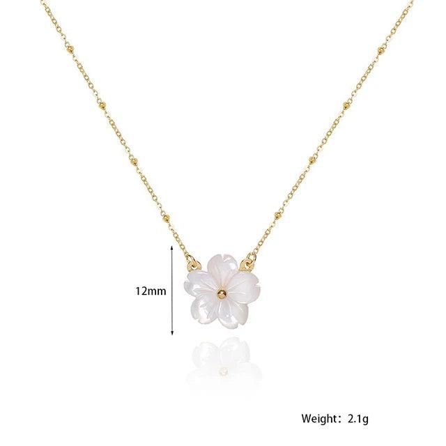 Peach Blossom Flower Necklace 18k Plated Stainless Steel Choker