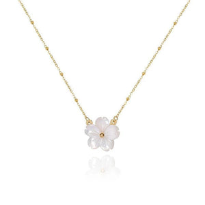 Peach Blossom Flower Necklace 18k Plated Stainless Steel Choker