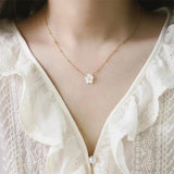 Peach Blossom Flower Necklace 18k Plated Stainless Steel Choker