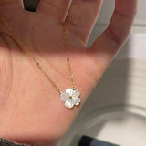 Peach Blossom Flower Necklace 18k Plated Stainless Steel Choker
