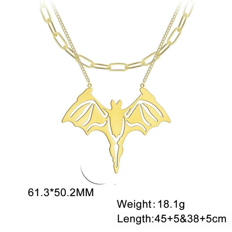 Hollow Bat Snake Gothic Necklace Stainless Steel