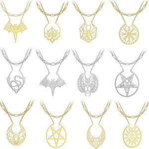 Hollow Bat Snake Gothic Necklace Stainless Steel