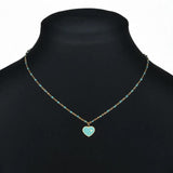 Stainless Steel Heart Necklace Enamel Chain Colorful Boho
