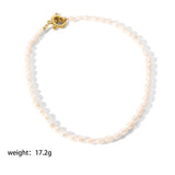 18K Plated Pearl Button Necklaces Baroque Bracelet Choker